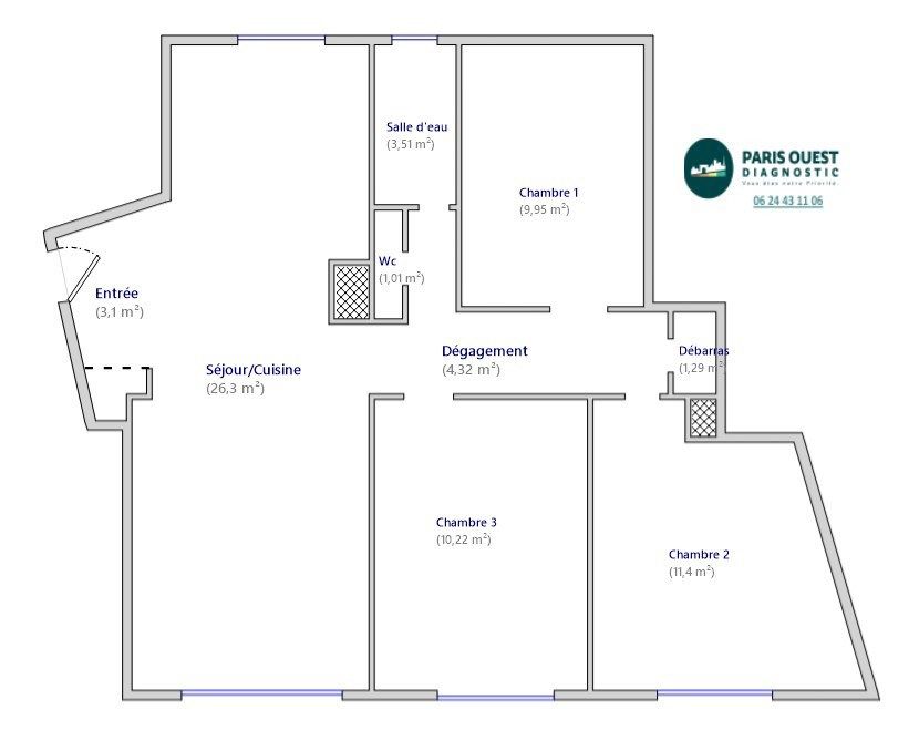 Vente Appartement 71.1&nbsp;m² Paris 20 75020